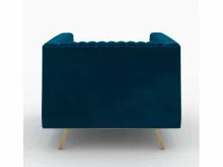 Clearance Rendez-Vous Déco Conjunto de sofá y sillón de terciopelo de 3 plazas - Gatsby Azul