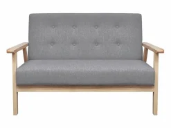 Clicnbuy Conjunto de sofás 2 piezas tela claro