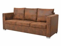 Best Clicnbuy Conjunto de sofás de 2 piezas de piel artificial de ante Marru00f3n