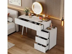 Conjunto de tocador - 135 x 40 x 127 cm - Con espejo LED + 5 cajones - Para dormitorio - MDF - (sin taburete) Tocador
