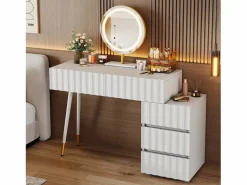Conjunto de tocador - 135 x 40 x 127 cm - Con espejo LED + 5 cajones - Para dormitorio - MDF - (sin taburete) Tocador