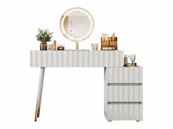Conjunto de tocador - 135 x 40 x 127 cm - Con espejo LED + 5 cajones - Para dormitorio - MDF - (sin taburete) Tocador
