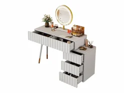 Conjunto de tocador - 135 x 40 x 127 cm - Con espejo LED + 5 cajones - Para dormitorio - MDF - (sin taburete) Tocador
