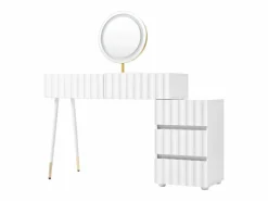 Conjunto de tocador - 135 x 40 x 127 cm - Con espejo LED + 5 cajones - Para dormitorio - MDF - (sin taburete) Tocador