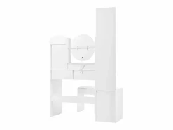 Merax Conjunto de tocador 4 en 1 - 109 x 36 x 164 cm - Con espejo de cuerpo entero + espejo de sobremesa + taburete + luces LED + 4 cajones - Aglomerado -