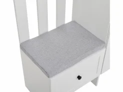 New ModernLuxe Conjunto de vestidor de entrada 85×33,5×200 cm - 2 puertas y 1 cajón - con banco para zapatos y cojín - 6 ganchos - Blanco