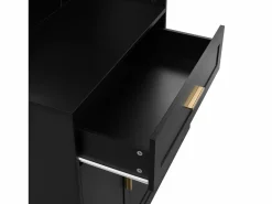 Online Conjunto de vestidor de entrada 110x33x185,5 cm - 3 puertas y 1 cajón - Mueble para zapatos y banco para calzado - con espejo - Armario De Entrada