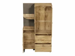 New ModernLuxe Conjunto de vestidor de entrada 110x38x186 cm - 3 puertas y 2 cajones - armario con barra - Panel acolchado - Natural Color natural claro