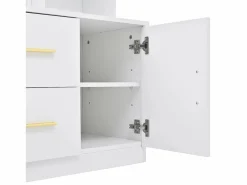 Clearance Conjunto de vestidor de entrada 90x40x180cm - con mueble para zapatos y espejo - 2 cajones y 2 puertas - con estantes - Armario De Entrada