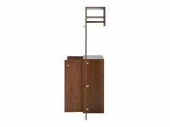 ModernLuxe Conjunto de vestidor de entrada moderno - Zapatero + Perchero - Con barra y ganchos - MDF - Color nogal​ (Requiere taladro)