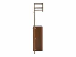 ModernLuxe Conjunto de vestidor de entrada moderno - Zapatero + Perchero - Con barra y ganchos - MDF - Color nogal​ (Requiere taladro)