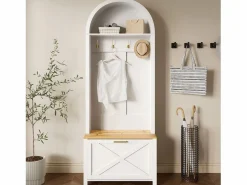 Best Conjunto de vestidor de entrada 75x35x195 cm - con mueble para zapatos y ganchos - con estantes - Armario De Entrada