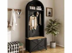 Clearance Conjunto de vestidor de entrada 75x35x195 cm - con mueble para zapatos y ganchos - con estantes - Armario De Entrada