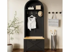 Clearance Conjunto de vestidor de entrada 75x35x195 cm - con mueble para zapatos y ganchos - con estantes - Armario De Entrada