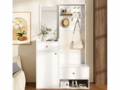ModernLuxe Conjunto de vestidor de entrada 105x38x180 cm - con espejo - con ganchos ajustables - 2 cajones y 1 puerta -