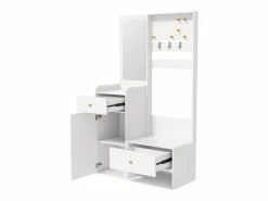 ModernLuxe Conjunto de vestidor de entrada 105x38x180 cm - con espejo - con ganchos ajustables - 2 cajones y 1 puerta -