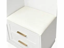 Outlet Conjunto de vestidor de entrada 110x33x185,5 cm - 3 puertas y 1 cajón - Mueble para zapatos y banco para calzado - con espejo - Armario De Entrada