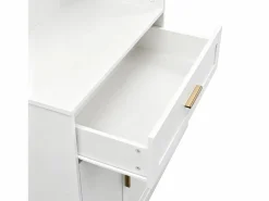 Outlet Conjunto de vestidor de entrada 110x33x185,5 cm - 3 puertas y 1 cajón - Mueble para zapatos y banco para calzado - con espejo - Armario De Entrada