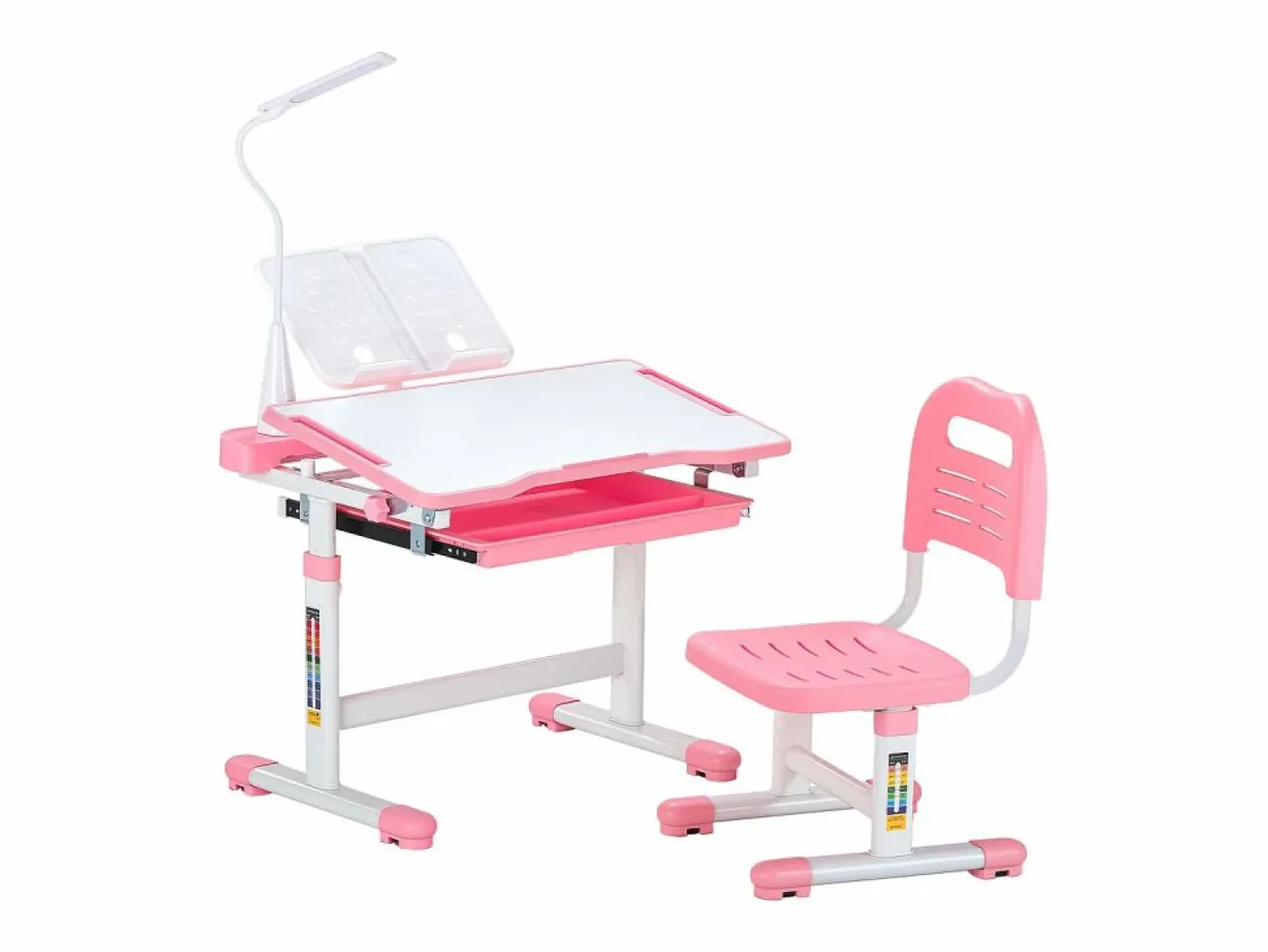 Conjunto Escritorio y Silla para Niños SucceBuy, Altura Ajustable con Lámpara,