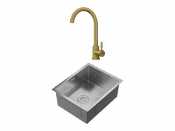 Clearance Vente-unique Conjunto fregadero 55x45 cm SOELA + grifo ROMILY de acero inoxidable - y Dorado Gris