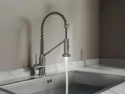 Vente-unique Conjunto fregadero 76x45 cm SOELA + grifo con ducha ROFLEX de acero inoxidable