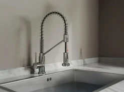 Vente-unique Conjunto fregadero 76x45 cm SOELA + grifo con ducha ROFLEX de acero inoxidable