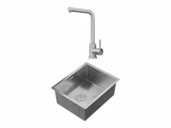 Vente-unique Conjunto fregadero 55x45 cm SOELA + grifo ROFILA en acero inoxidable -
