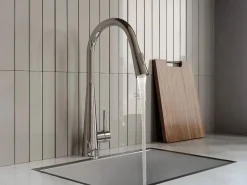 Discount Vente-unique Conjunto fregadero 55x45 cm SOELA + grifo con ducha RONA de acero inoxidable Gris