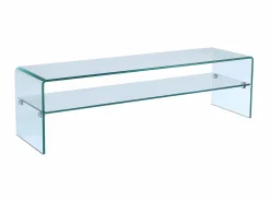 Best Vente-unique Conjunto Mesa de centro + Mueble TV - Cristal templado - Sala de estar design STILEOS Transparente