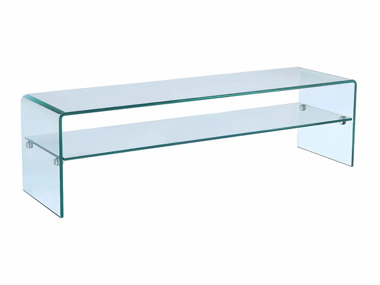 Best Vente-unique Conjunto Mesa de centro + Mueble TV - Cristal templado - Sala de estar design STILEOS Transparente