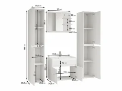 Outlet Conjunto moderno de muebles de baño 4 piezas – mueble con lavabo, columnas, espejo matera/castaño mate Gris antracita
