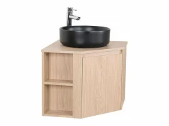Discount Conjunto mueble bajo lavabo de esquina + lavabo negro SORRENTO Conjunto De Baño