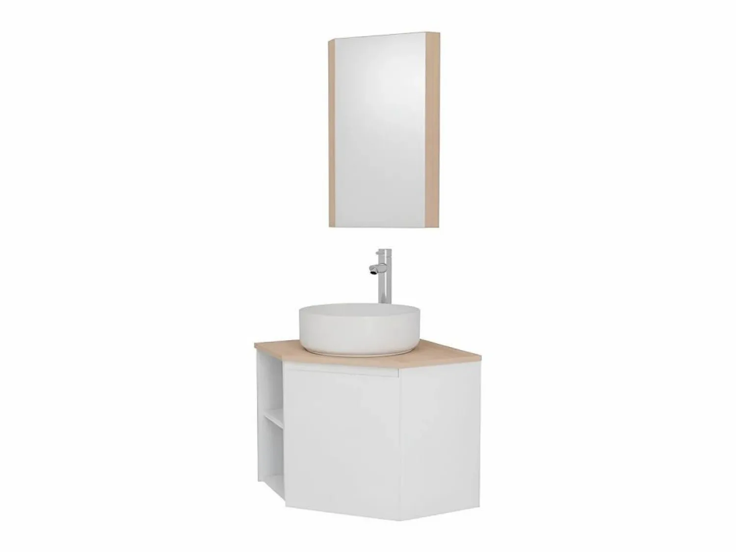 Clearance Conjunto mueble bajo lavabo de esquina + lavabo + grifo + armario de baño de esquina SORRENTO Conjunto De Baño