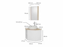 Clearance Conjunto mueble bajo lavabo de esquina + lavabo + grifo + armario de baño de esquina SORRENTO Conjunto De Baño