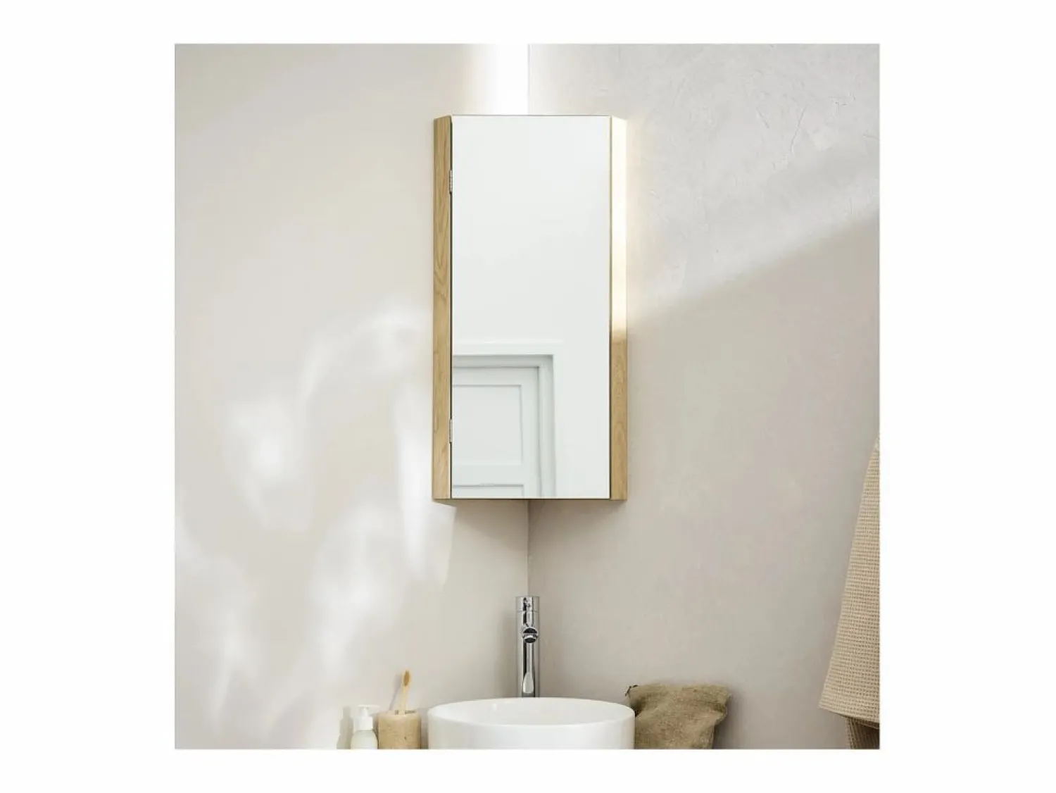 Clearance Conjunto mueble bajo lavabo de esquina + lavabo + grifo + armario de baño de esquina SORRENTO Conjunto De Baño