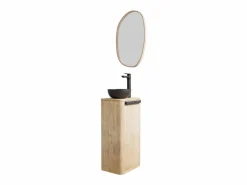 Hot Conjunto mueble lavabo + lavabo + grifo + espejo TOM Color natural claro