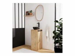 Hot Conjunto mueble lavabo + lavabo + grifo + espejo TOM Color natural claro