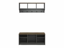 Best Conjunto muebles recibidor: banco zapatero y perchero de pared de madera Parson - Negro