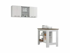 TuHome Conjunto Norfolk de Cocina, Isla de Cocina + Mueble de Pared para Cocina