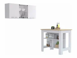 TuHome Conjunto Norfolk de Cocina, Isla de Cocina + Mueble de Pared para Cocina