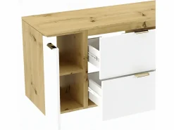 Discount Conjunto para baño 120 cm Armario con encimera Columna Roble Artisan / Orio Blanco