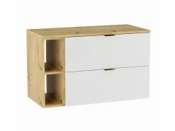 Conjunto para baño 100 cm Armario con encimera Estantería Columna Roble Artisan / Orio