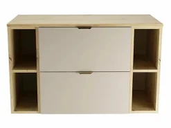 Conjunto para baño 100 cm Armario con encimera y estanterías Roble Artisan / Cachemira Orio Beige