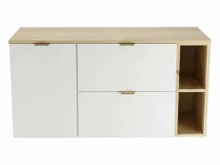 Best Conjunto para baño 120 cm Armario con encimera Armario con cesta Estantería Roble Artisan / Orio Mueble De Lavabo