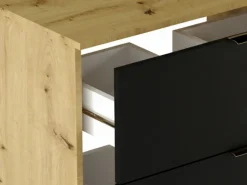 Hot Conjunto para baño 100 cm Armario con encimera Estantería Columna Roble Artisan / Orio Negro