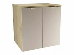 Outlet Conjunto para baño 60 cm Armario con encimera y lavabo 2 puertas Roble Artisan / Cachemira Orio Beige