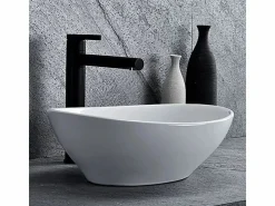 Outlet Conjunto para baño 60 cm Armario con encimera y lavabo 2 puertas Roble Artisan / Cachemira Orio Beige