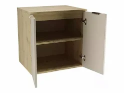 Outlet Conjunto para baño 60 cm Armario con encimera y lavabo 2 puertas Roble Artisan / Cachemira Orio Beige