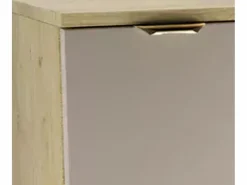 Outlet Conjunto para baño 60 cm Armario con encimera y lavabo 2 puertas Roble Artisan / Cachemira Orio Beige