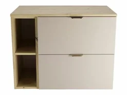 Online Conjunto para baño 80 cm Armario con encimera y estantería Roble Artisan / Cachemira Orio Mueble De Lavabo
